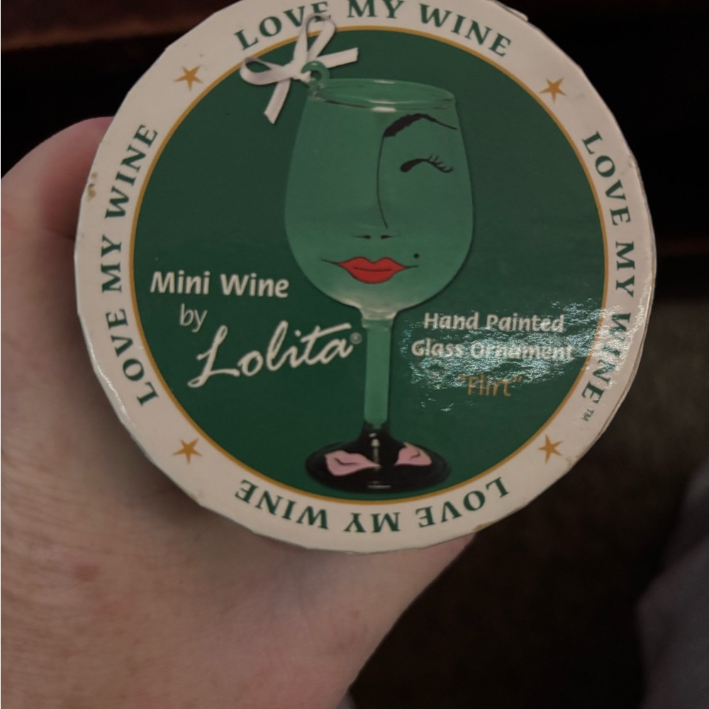 Lolita Green & Red Face Mini Glass Ornament - Picture 2 of 5